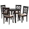 Baxton Studio Thea Modern Beige Fabric and Dark Brown Finished Wood 5-Piece Dining Set